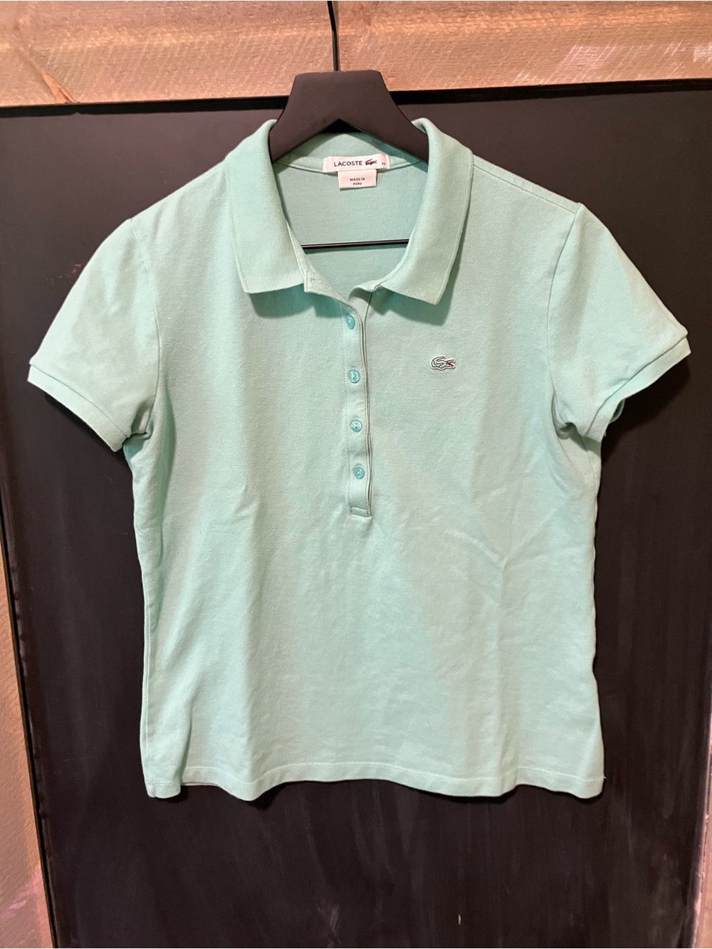 Lacoste Women's Mint Green Short Sleeve Polo Size 42 (Medium)